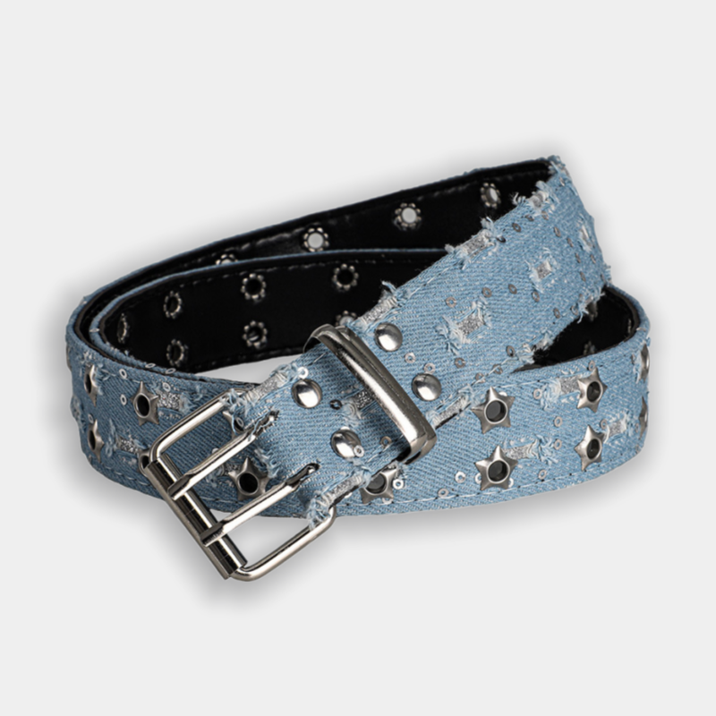 Denim Star Eyelet Double Belt