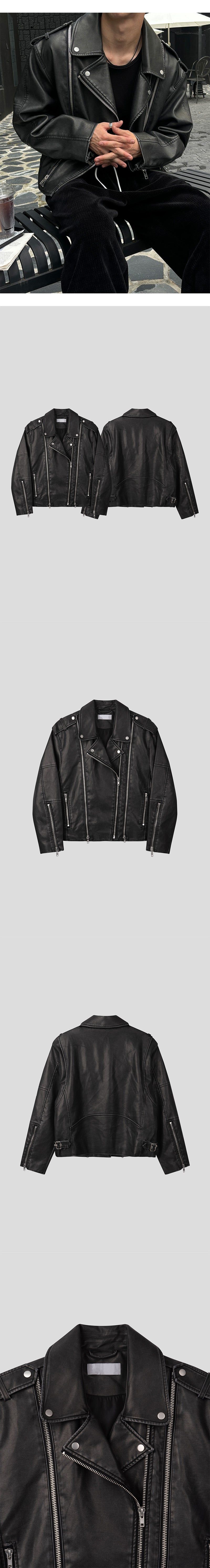 [F/W] Washed crop rider jacket