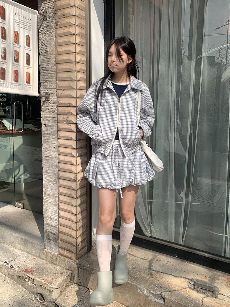 CHECK BALLOON SKIRT (2C)