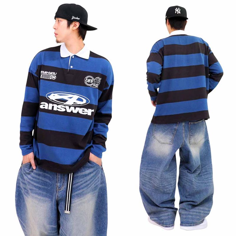 Oversized Old-School Stripe Polo Shirt