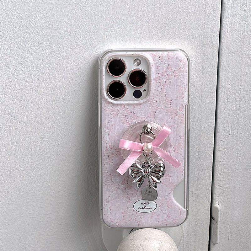 [Handmade] Winter pink phone grip (beads tok)
