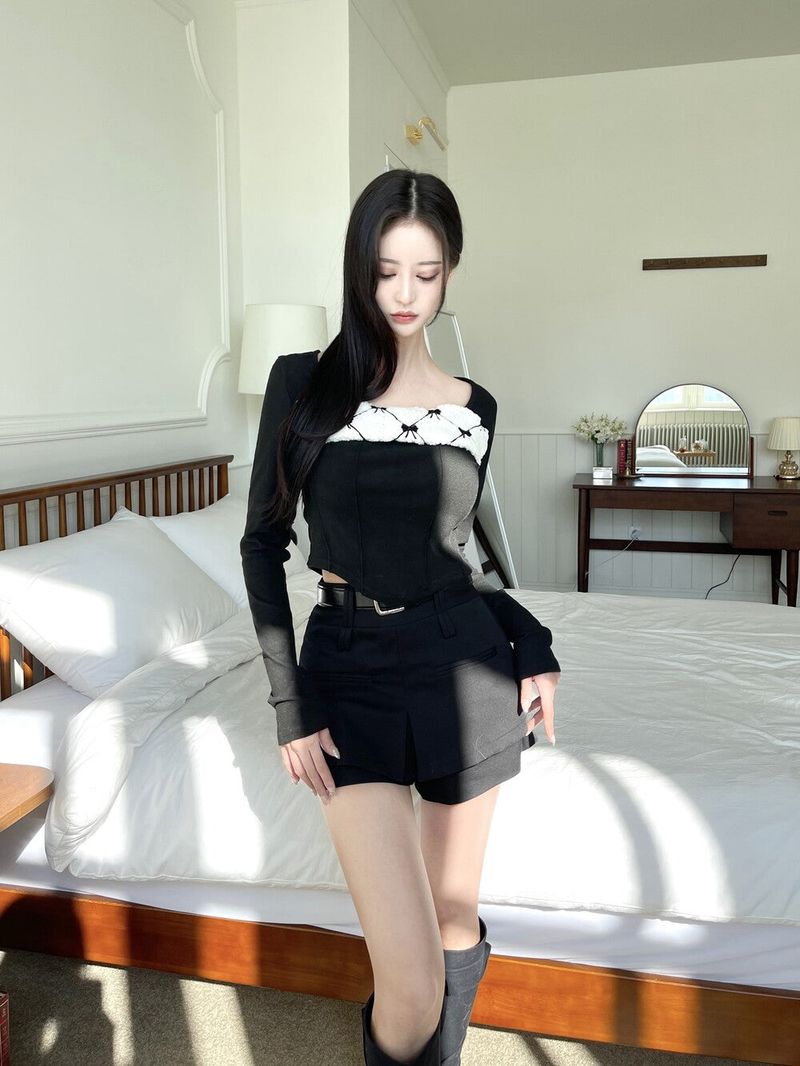 1111. Wrap slit belt mini sk (2color)