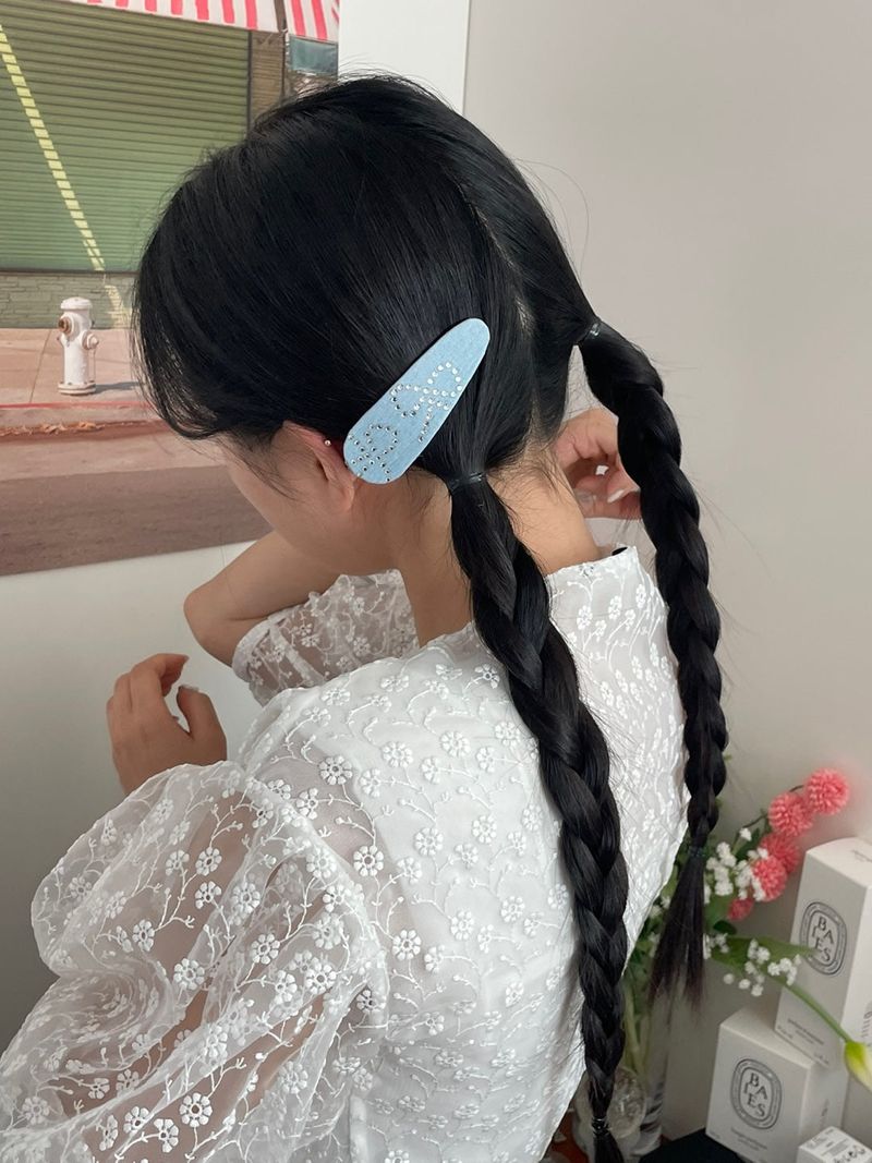 denim ribbon hairpin