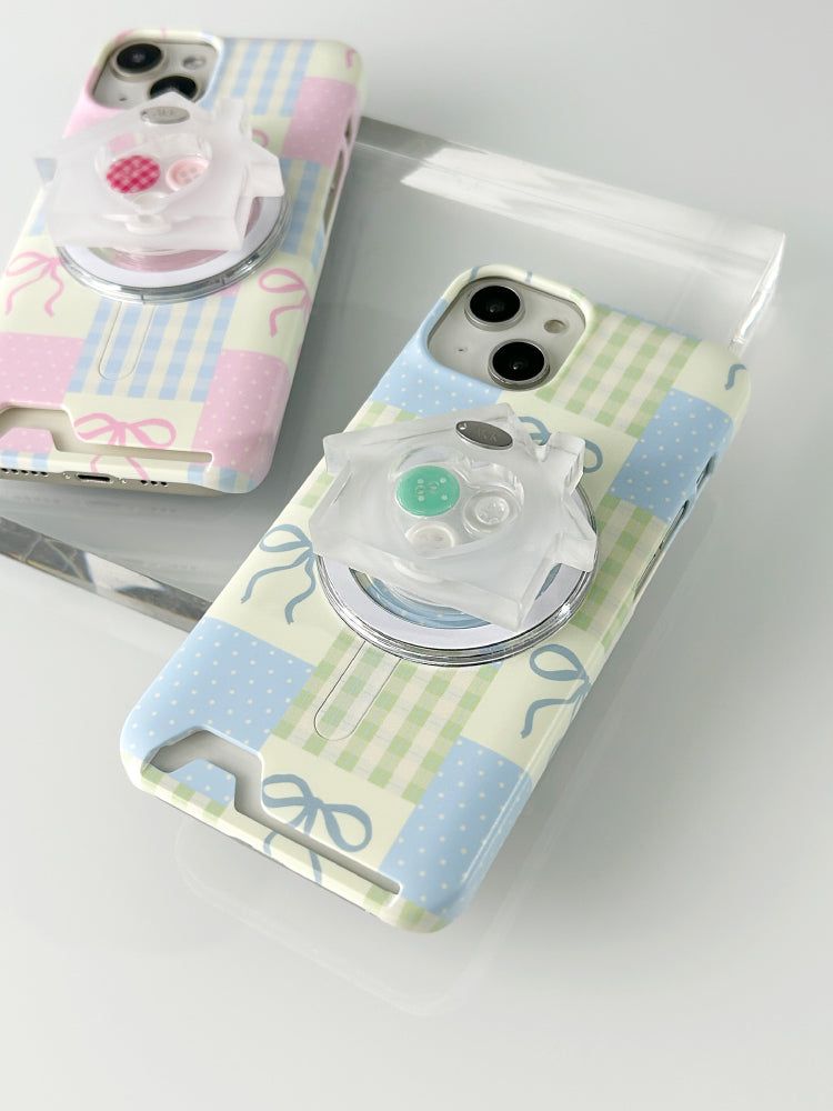 Ribbon Pattern Magsafe Card Hard Case(Blue)