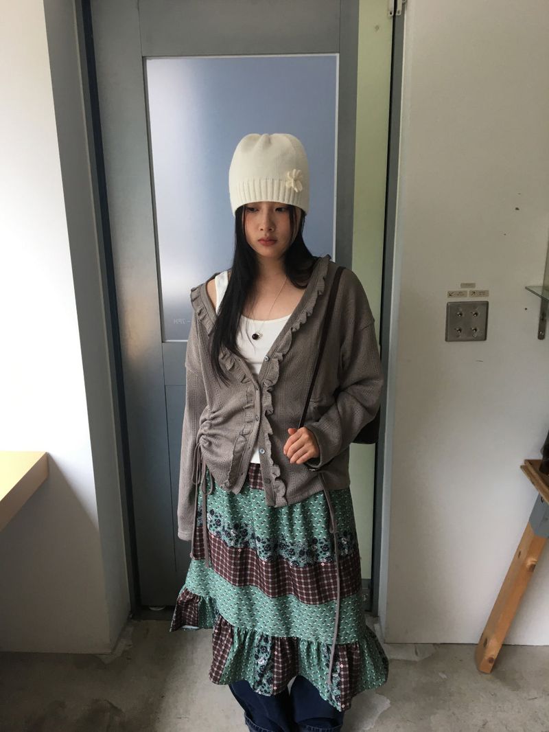Punch Shirring Ruffle Cardigan (3color)