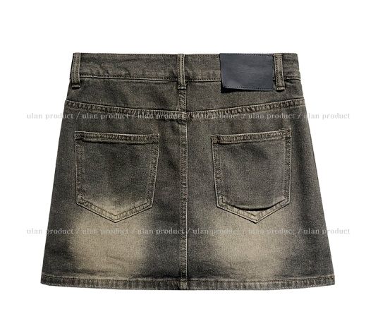 Porni Vintage Washed Denim Skirt