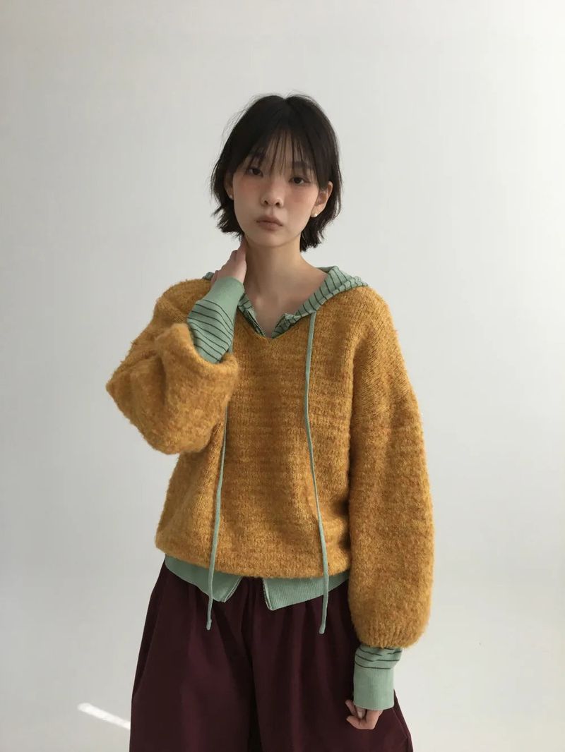 Bonbon Boucle V-neck Knit (5color)