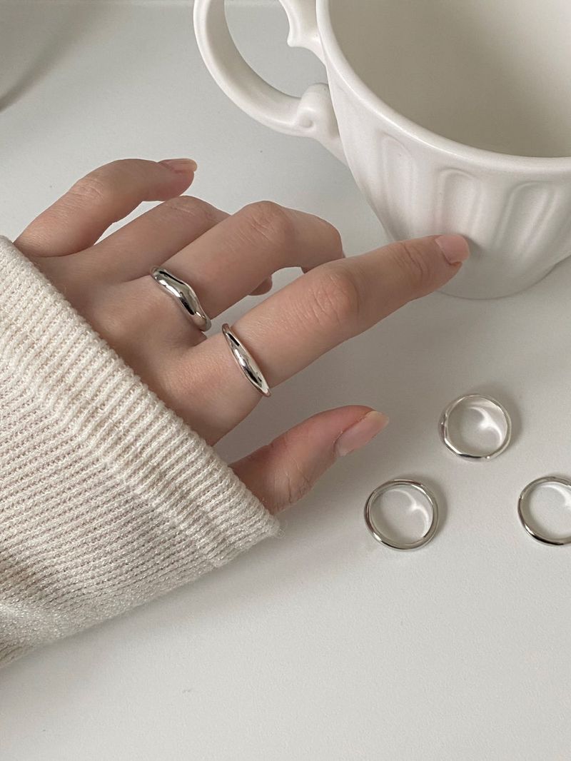 [5 set] simple volume layered ring set 