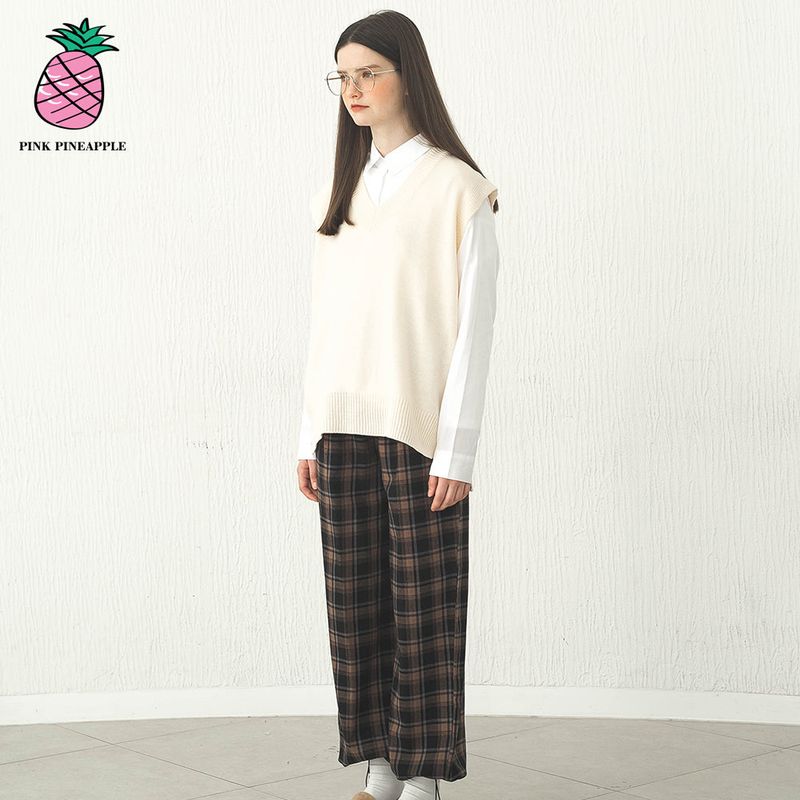 CHECK WIDE PANTS