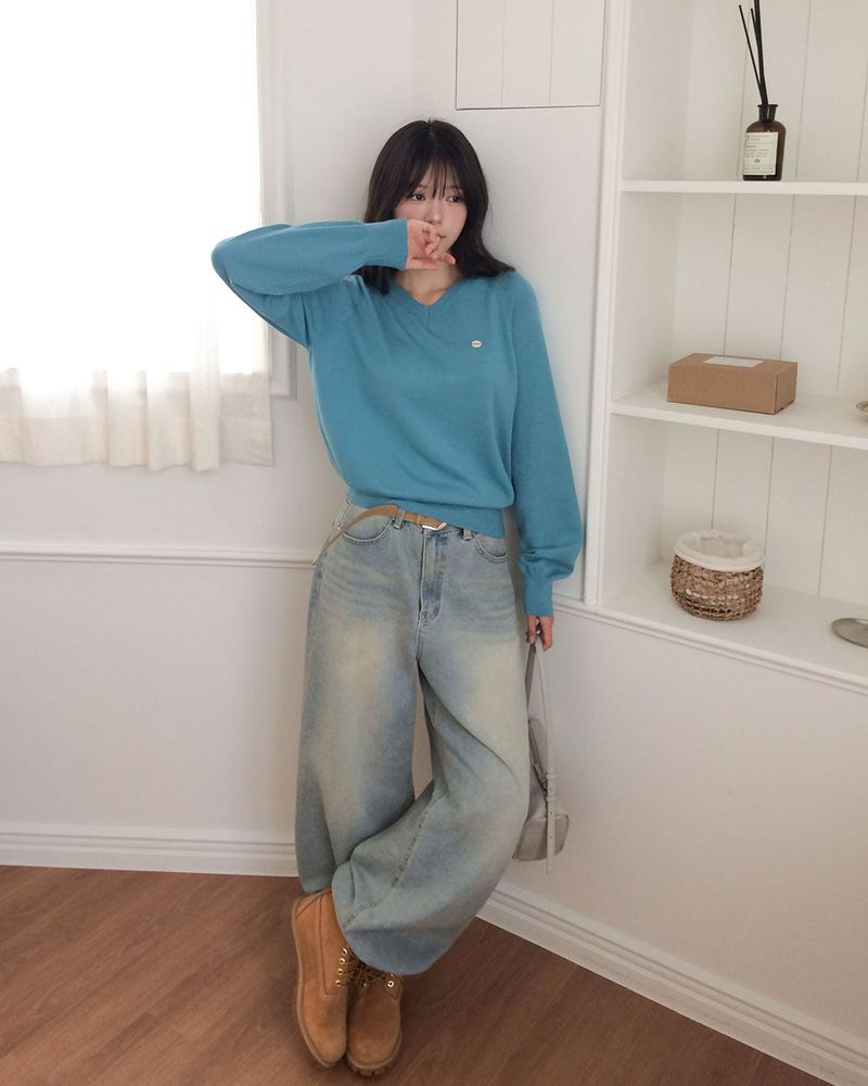Caramel Color V-Neck Knit