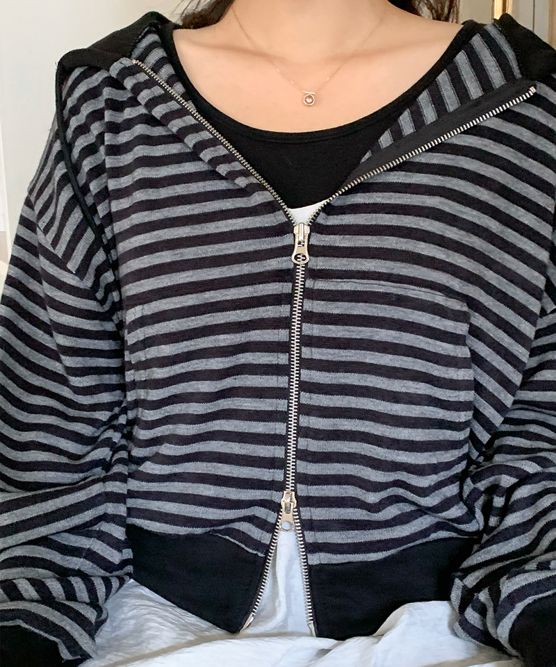 Holic Dangora Knitwear Hooded Zip-Up