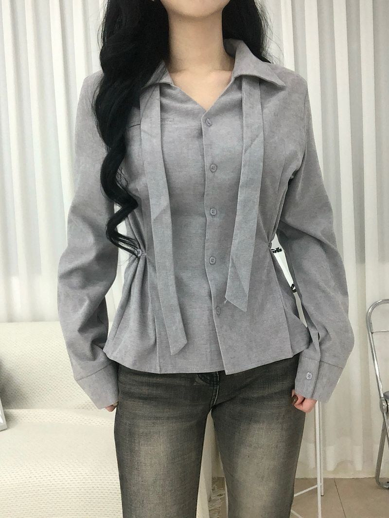 Dual Tie Pintuck Line Shirt