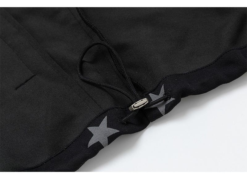 Kitsch Star Print Lace Trim Oversized Zip-Up Top