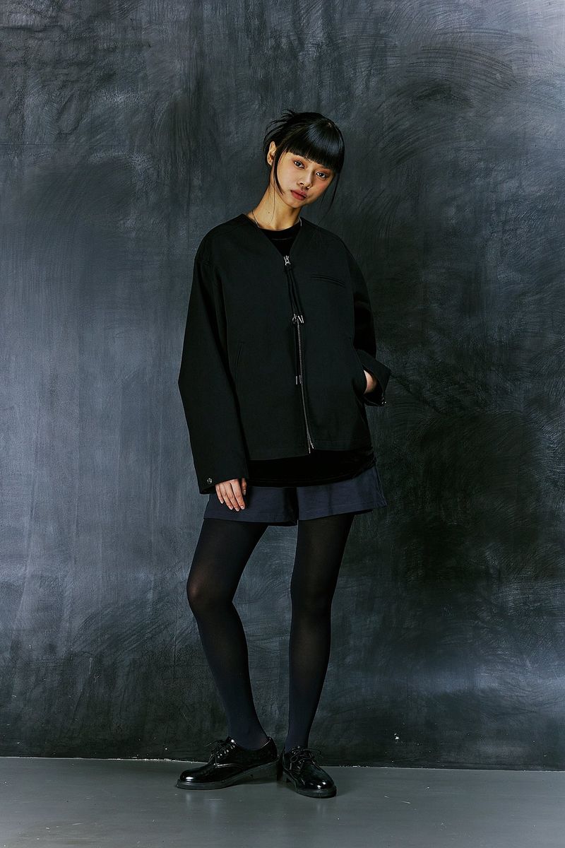 EARTH COTTON Y ZIP-UP JACKET (Black)