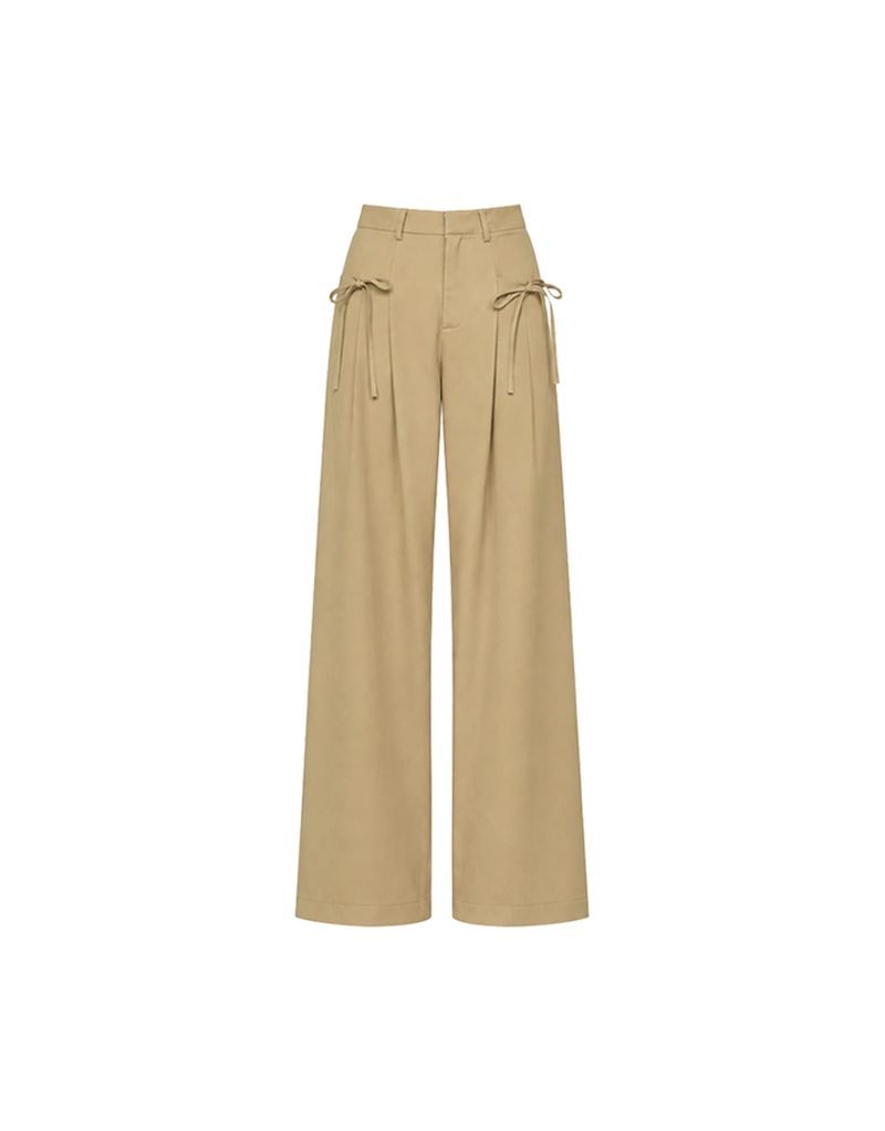 TWEEDY-A（ツウィーディア）の「リボン ピンタック ワイド パンツ サンド ベージュ（パンツ）」