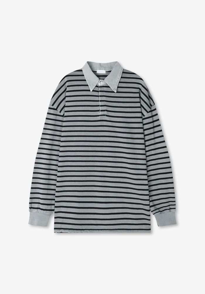 AN Pigment Stripe Collar T