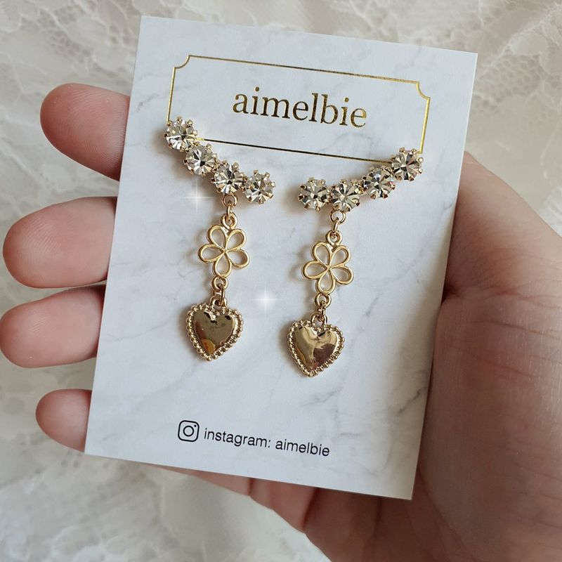 Flower Heart Wing Earring