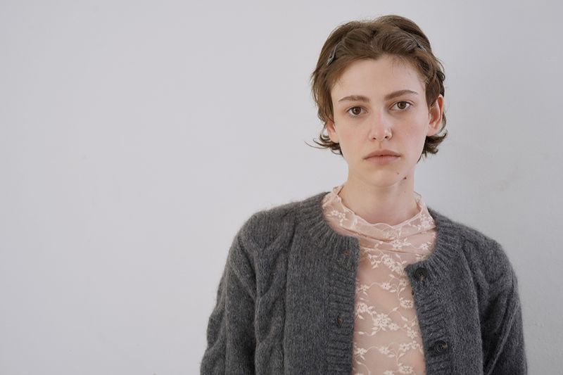 Mohair cable cardigan_charcoal