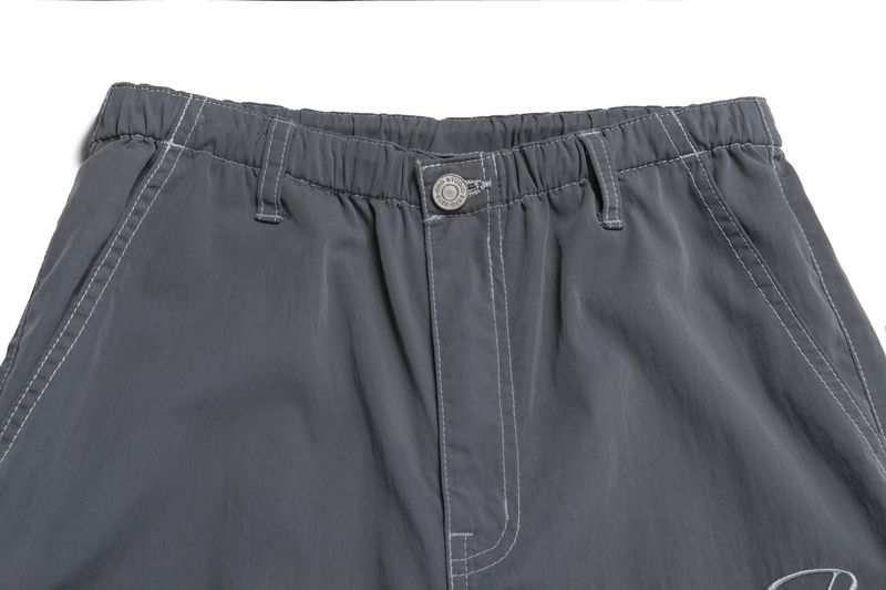 Diagonal cut Stitch Shirring Pants - 2COLOR