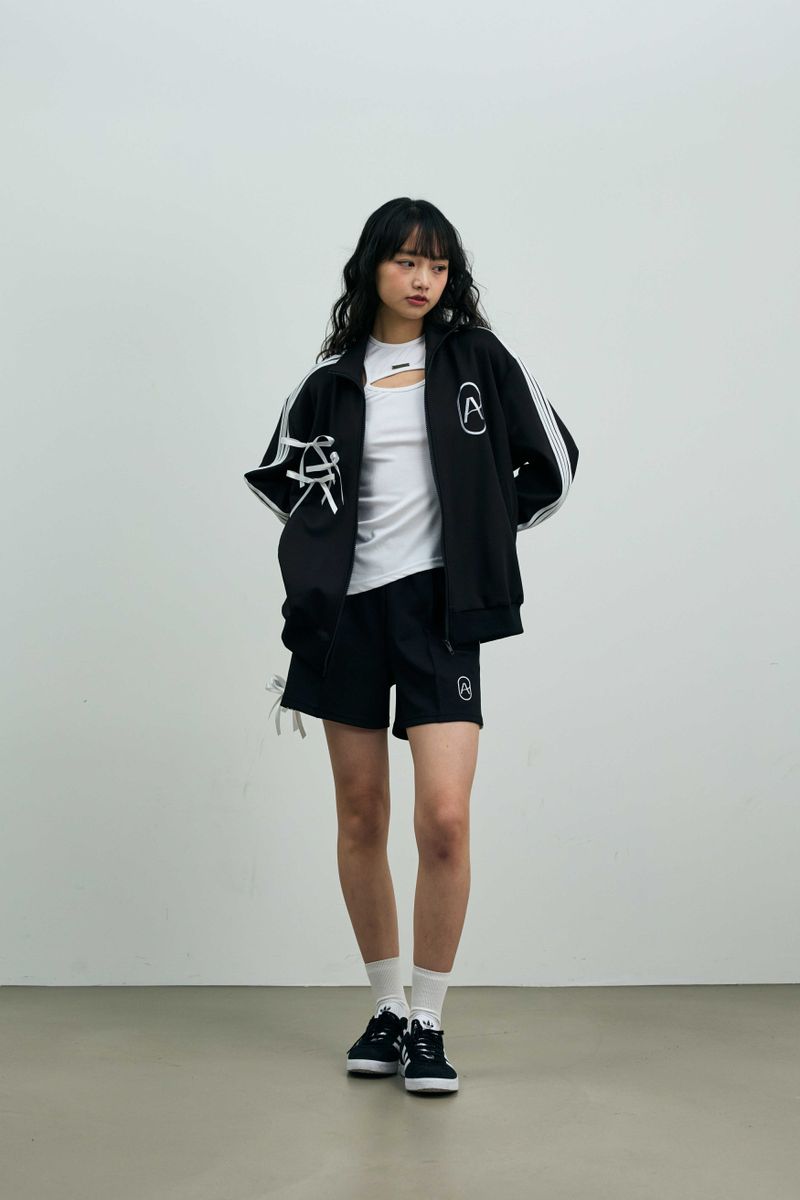 A RIBBON TRACK TOP / BLACK