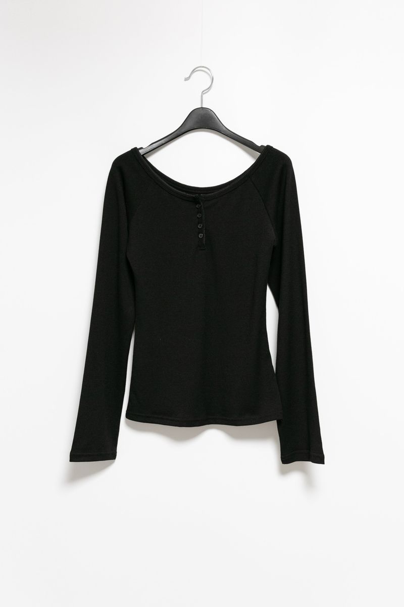 4 button deep neck long top(4colors)