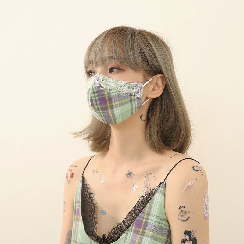 CLUT STUDIO（クラットスタジオ）の「ミントチェックレースマスク（ファッション小物）」