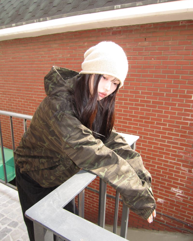 Jaek Camo Two-Way String Hooded Field Jacket