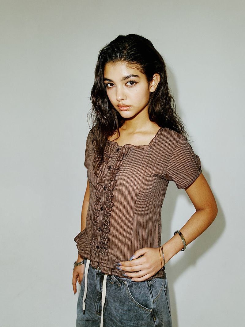 SQUARE BLOUSE BROWN