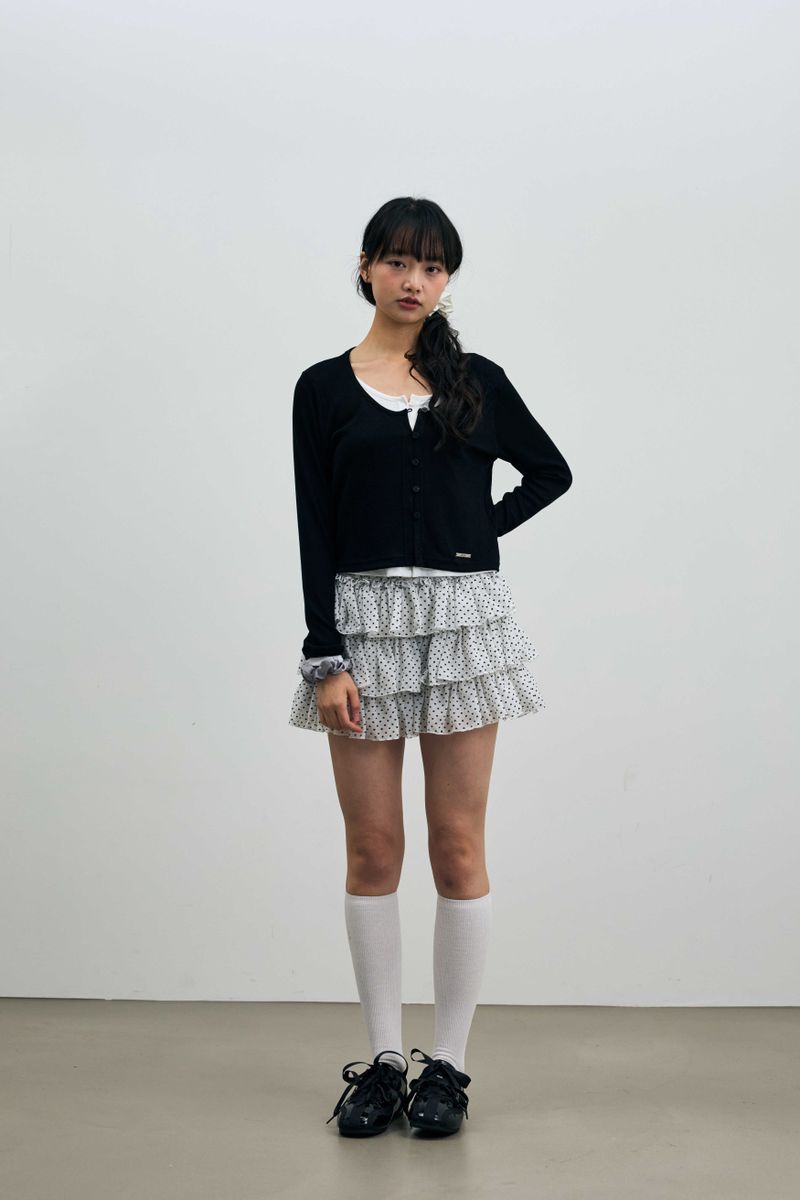 LYLA LAYERED CARDIGAN / BLACK-WHITE
