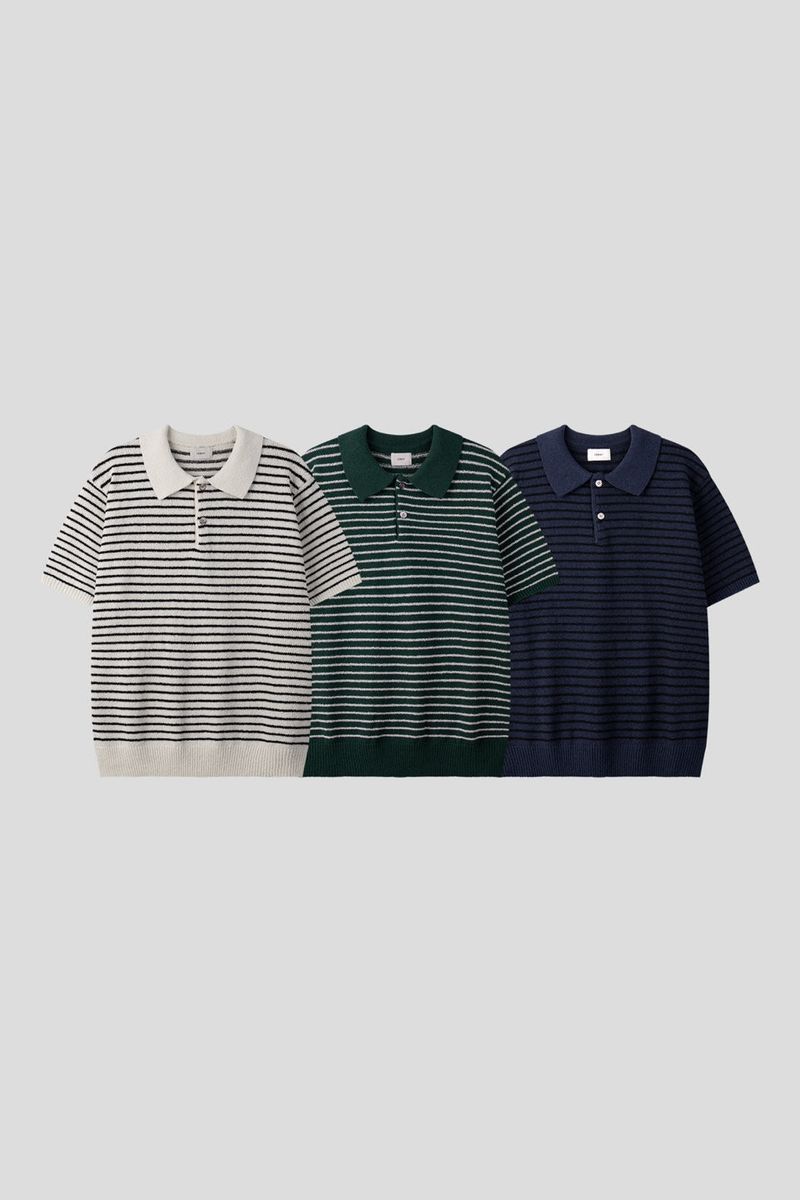 [Premium] Dail boucle stripe collar knit
