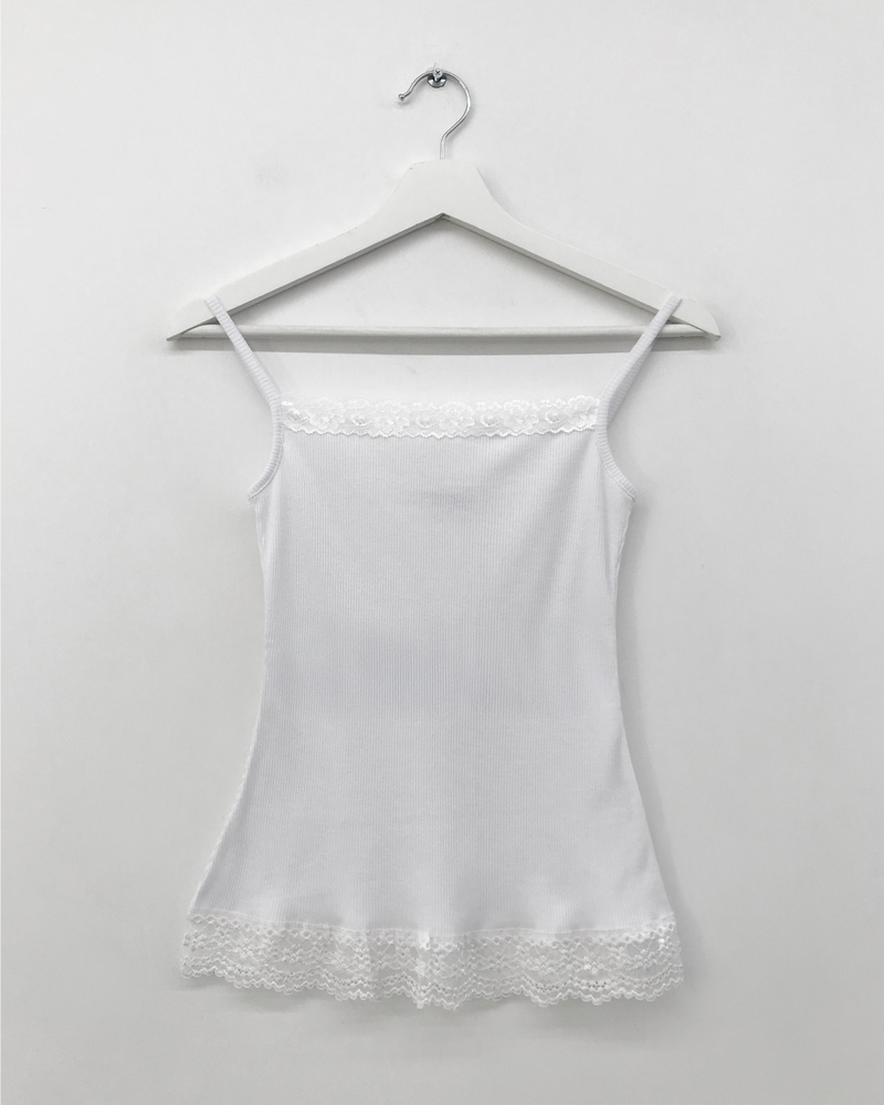 Drop ribbed lace sleeveless top (7color) 