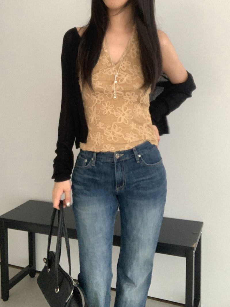Jaden Lace Flower Halter Top