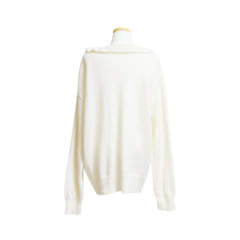 (3color) Frill Deep U-Neck Wool Knit