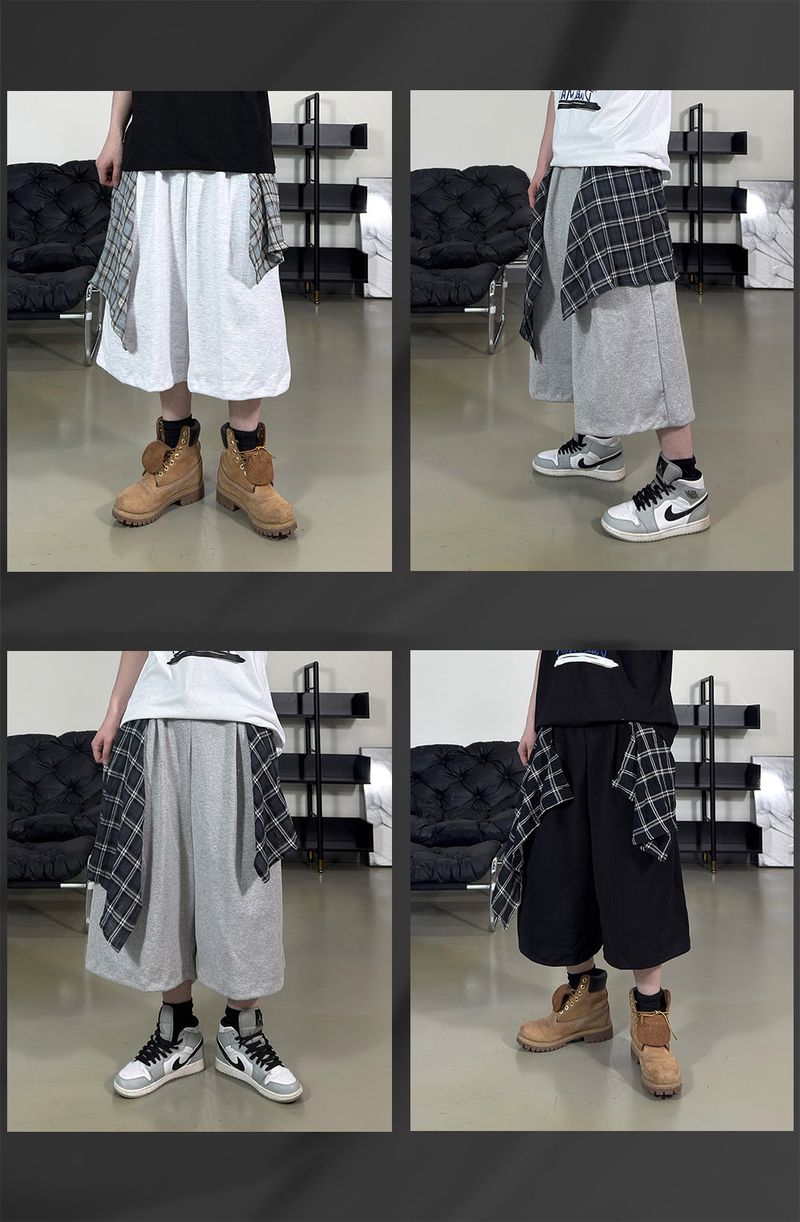 Lever Check Layered Bermuda Pants