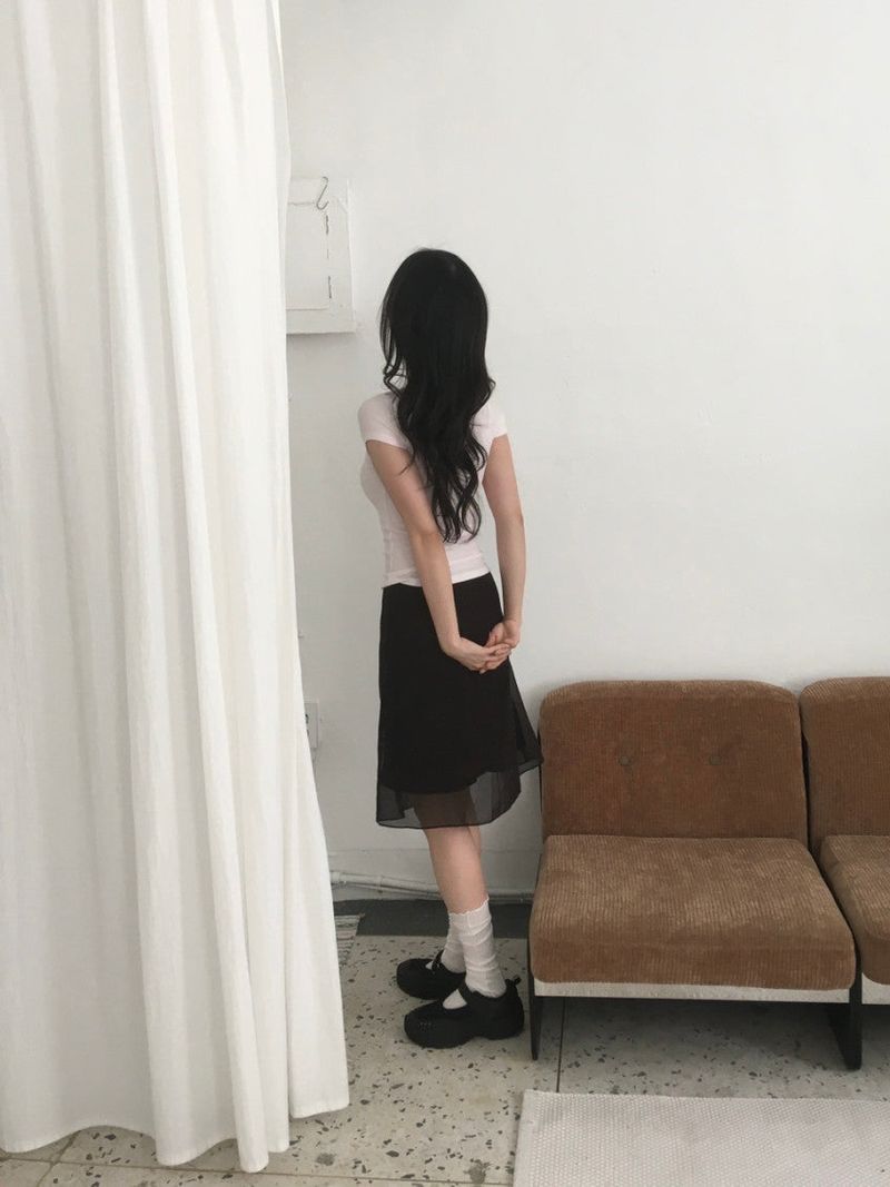 シフォンレオパードスカート