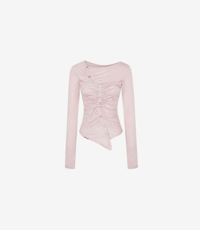 Jelly Button Asymmetric Ruched Top