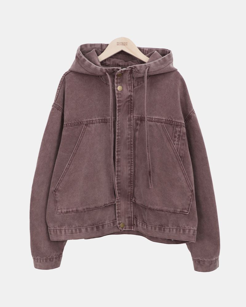 Jepu Pigment-Washed Hoodie Jacket