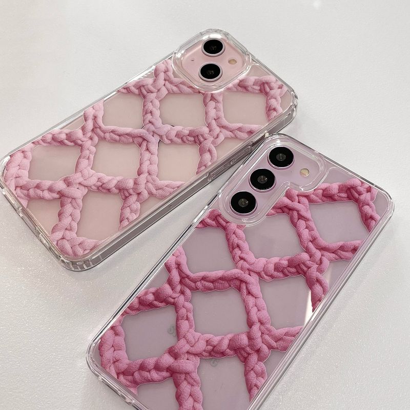 CROCHET NET PHONE CASE_PINK