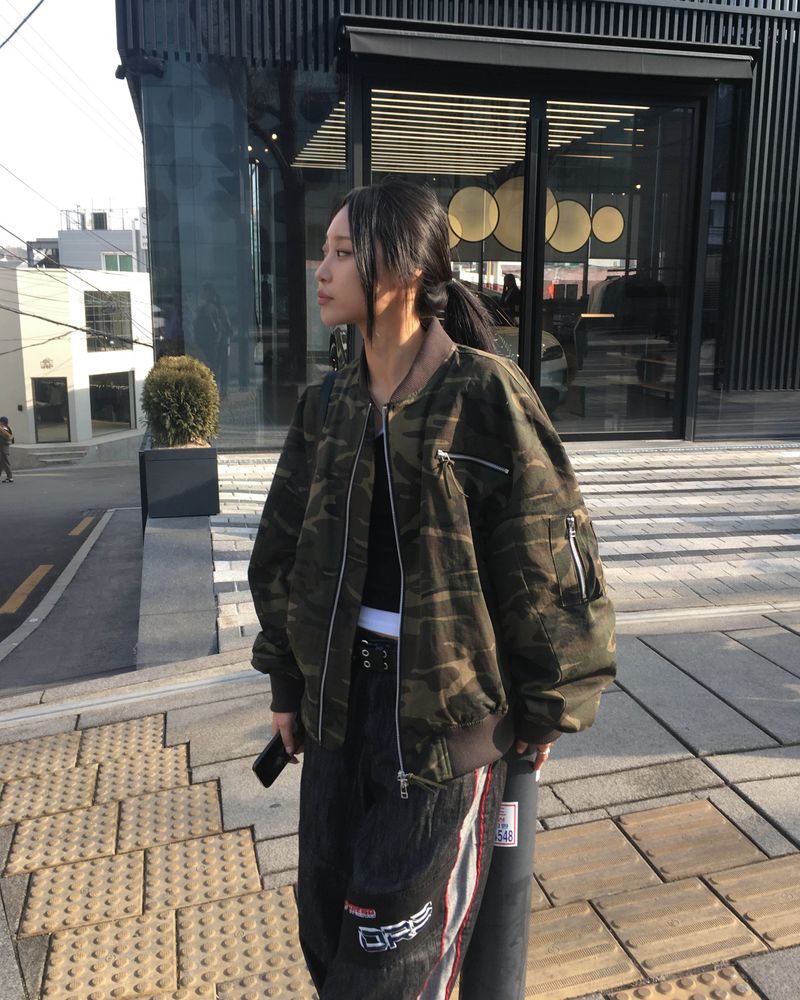 Camo ma-1 shirring jumper