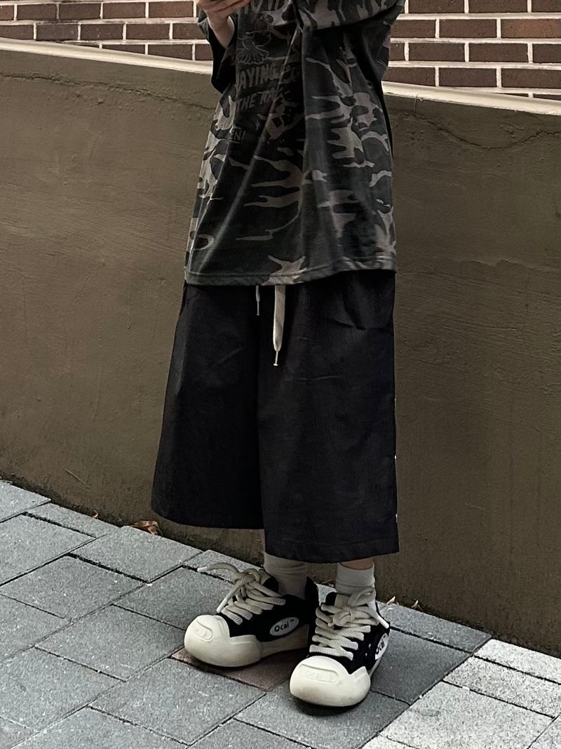 snap nylon crack bermuda pants