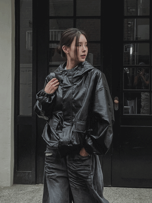 ULAN(ユレン)の「Binsi Pocket Overfit Hood Leather Jumper(Jackets/Outerwear)」