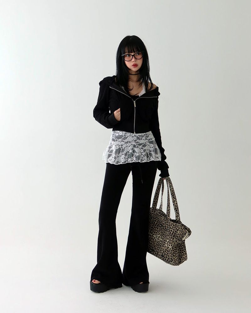 Lace see-through layered frill long sleeveless