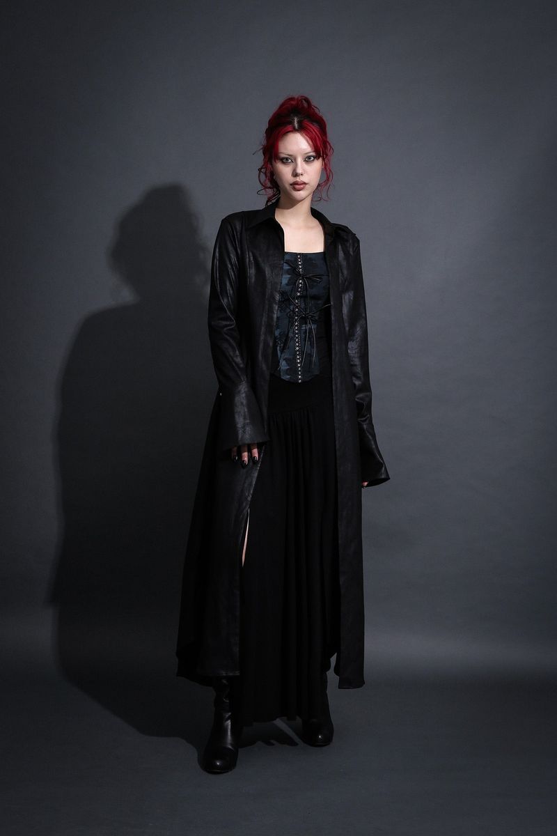 MAXI LEATHER SHIRT #BLACK