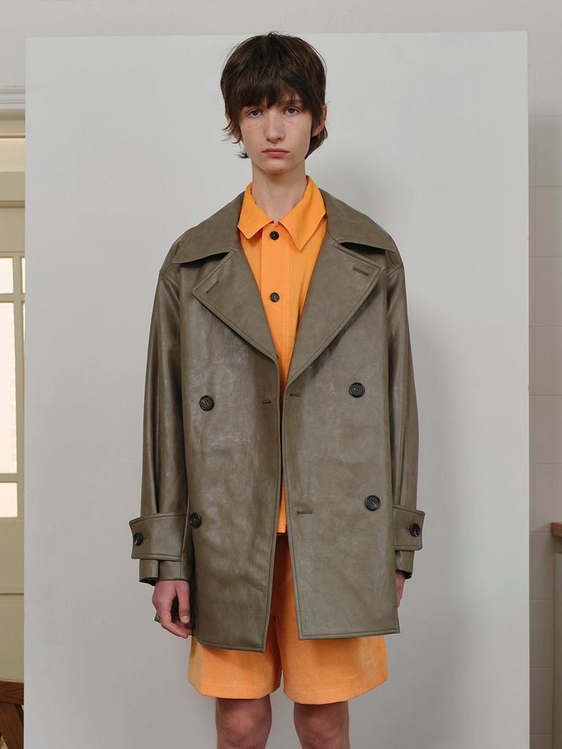 FAUX LEATHER PEACOAT CEDAR