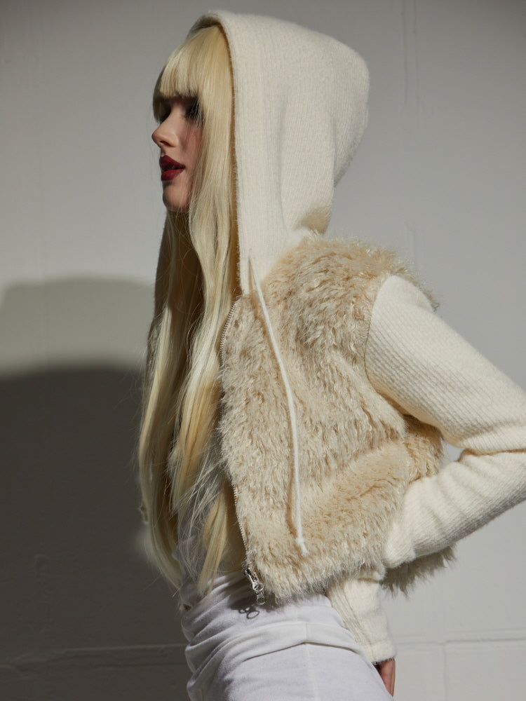 ANGORA FUR ZIP-UP