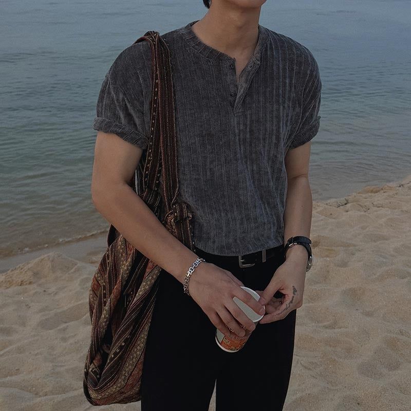 ASCLO（エジュクロ）の「ASCLO 2nd Velour Henry Neck Muscle Short Sleeve T (2color)（Tops）」