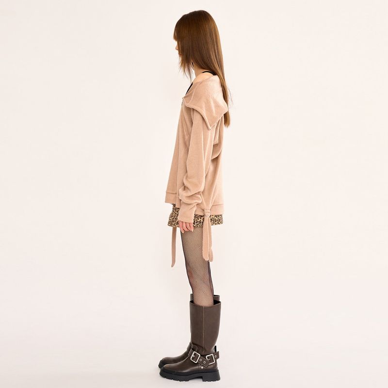 Hairy Zipslit Pullover - Camel