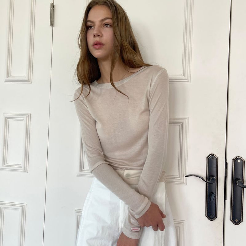 Sheer Tencel T/Shirts_Beige