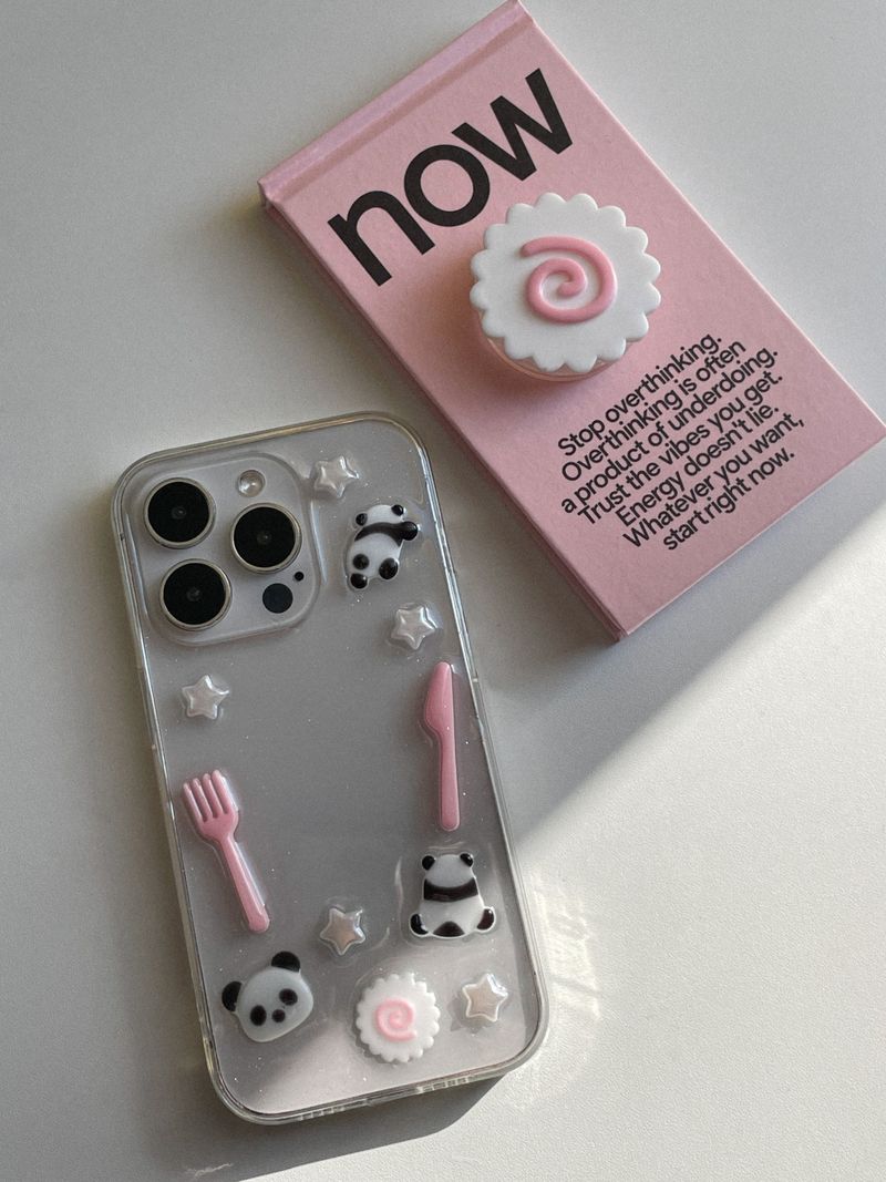 [MADE] Panda Narutomaki Resin Cell Phone Case Narutomaki Grip Tok Set