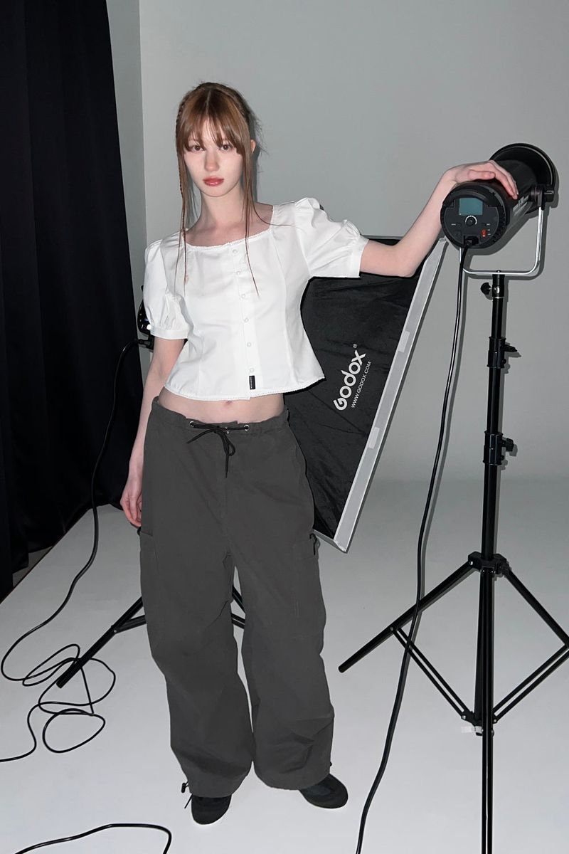 PUFF BUTTON BLOUSE (WHITE)